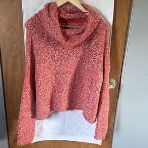 Free People Marled Red Cowl Neck Sweater
